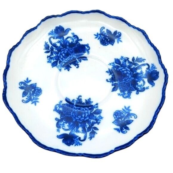 Godinger Blue & White Floral Porcelain Teacup and Saucer Ashley Grace Collection - Picture 3 of 9